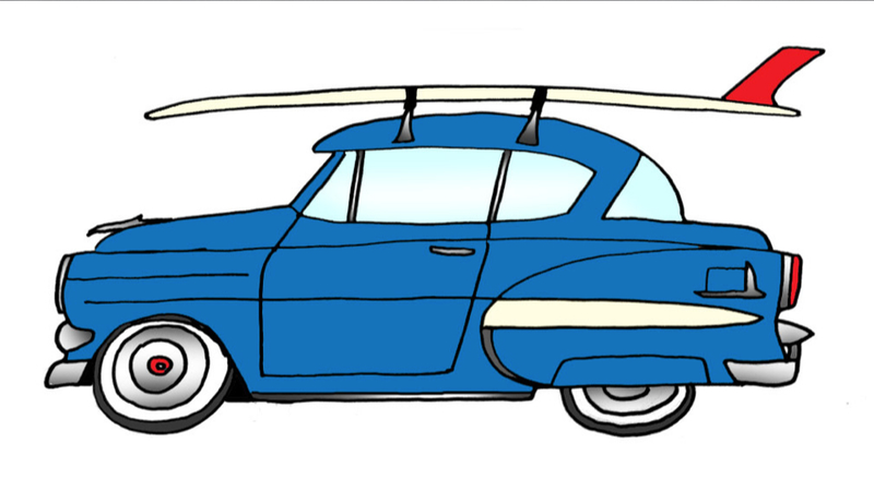 Illustration for article titled Surfboards And Cars Illustrated: The Ultimate Mid-Winter Summer Car Fantasy